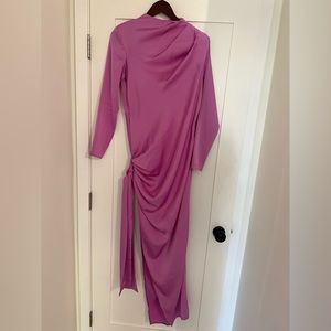 Gorgeous Fuschia Pink Long Sleeve Satin Dress